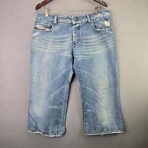 Diesel Denim Capri Jeans 38 Blue Distressed Made in Italy Cropped Y2K Vintage